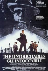 La locandina di The Untouchbles con in evidenza lo straordinario cast del fil, da Kostner a De Niro, Passando per Connery e Garcia