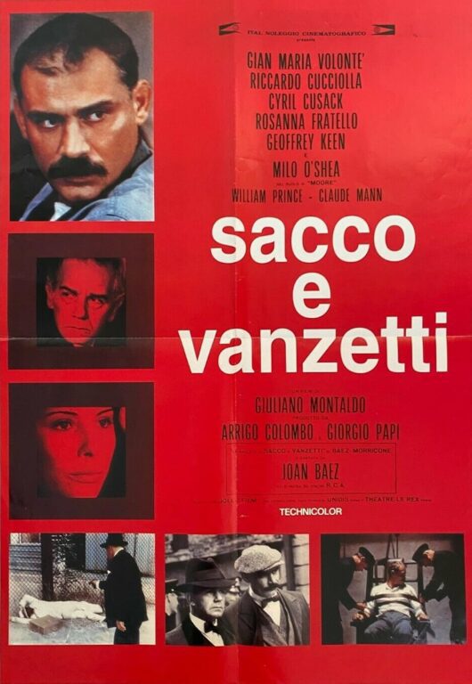 La locandina originale dl Film Sacco e Vanzetti di Giuliano Montaldo con le musiche di Ennio Morricone